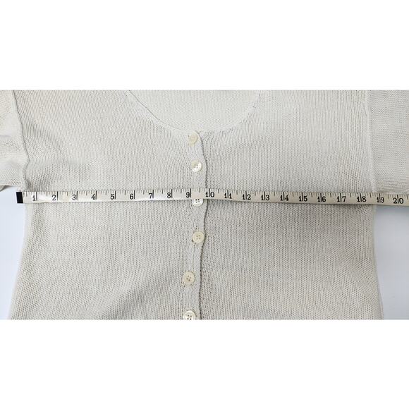 VTG Sweater Teas White Cotton 3/4 Sleeve Blouse Women's Small Lightweight Top - Picture 4 of 7